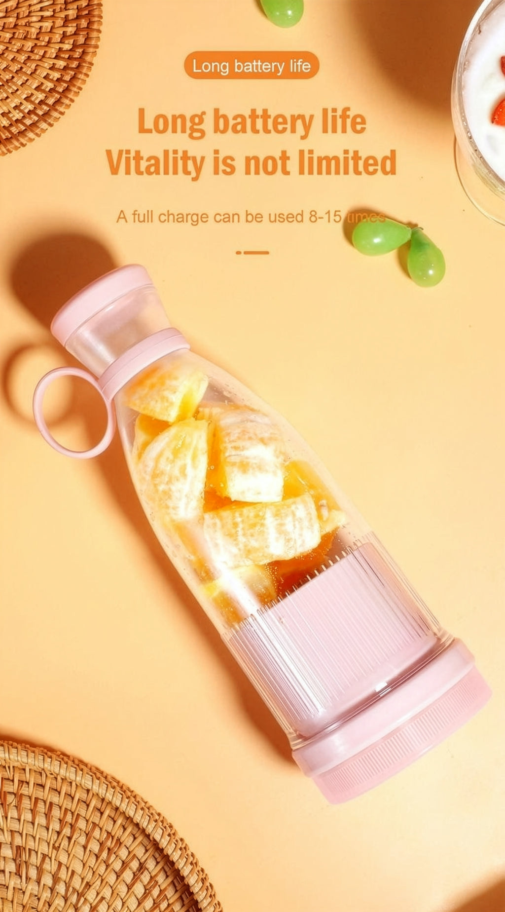 🥤 Fresh Juice Mini Portable Blender – 350mL USB Rechargeable Personal Juicer Bottle