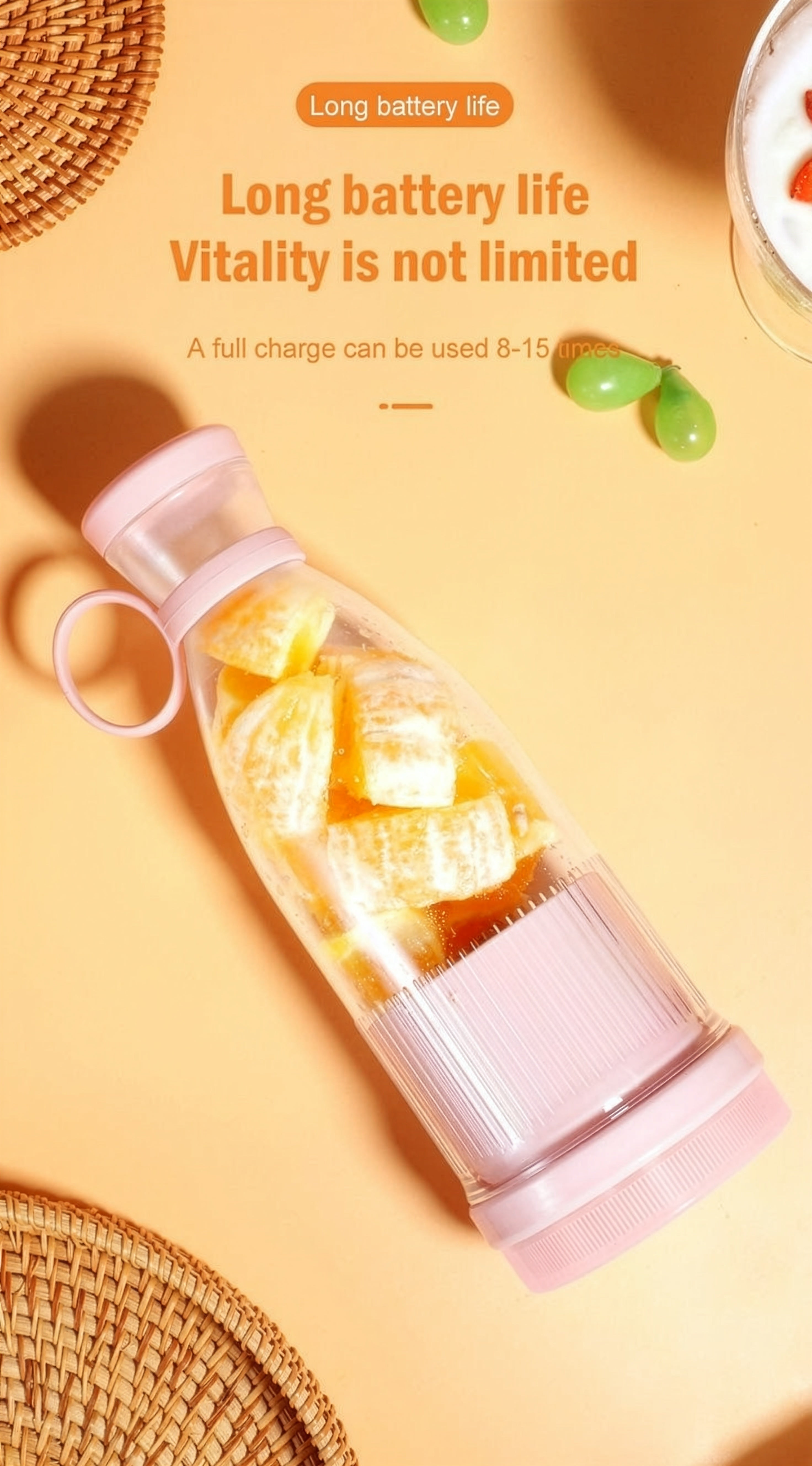🥤 Fresh Juice Mini Portable Blender – 350mL USB Rechargeable Personal Juicer Bottle